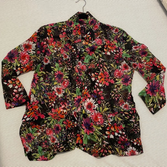 MATERIAL GIRL floral sheer blazer SZ L - Picture 1 of 10